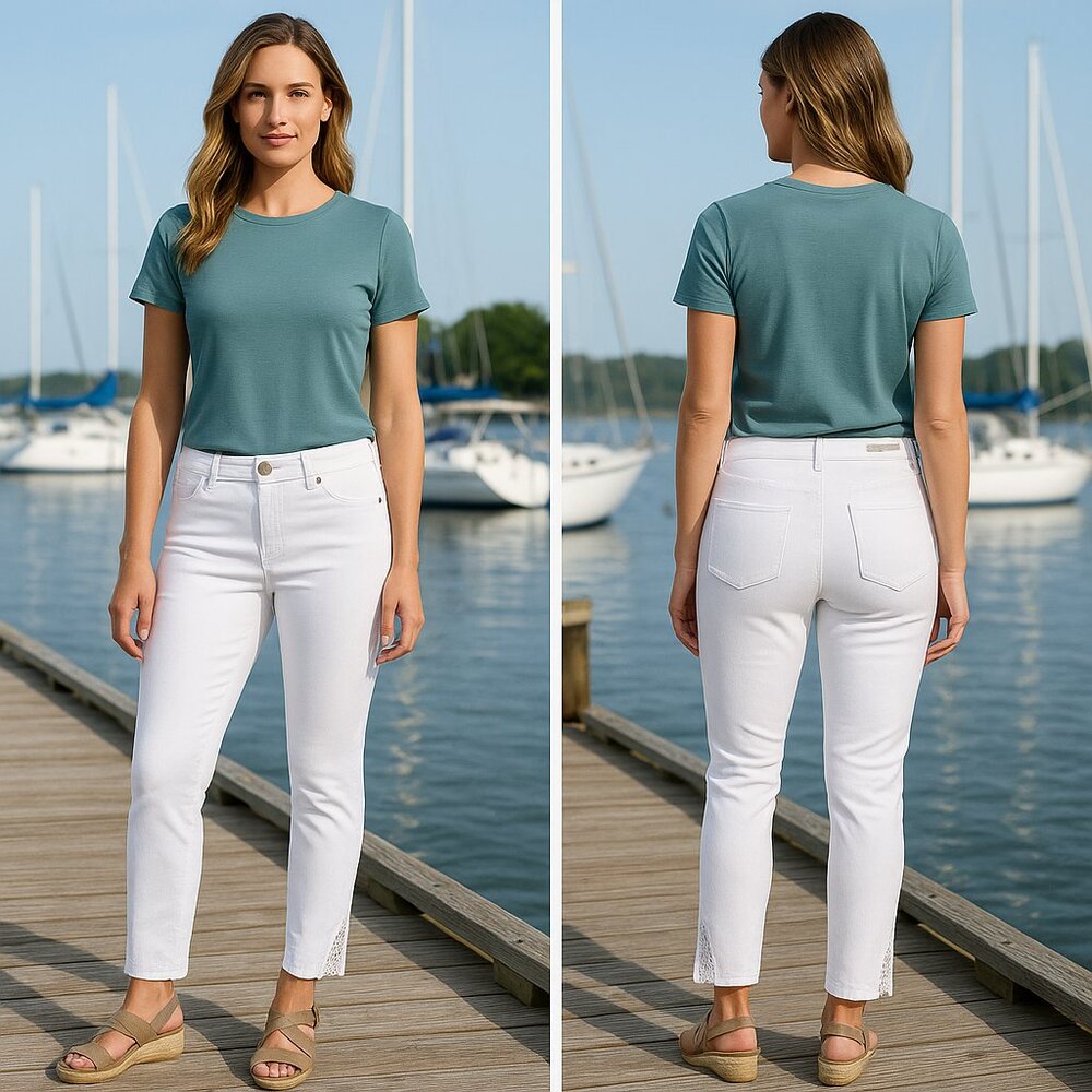 Soft Surroundings White Lace Ankle Jeans‎